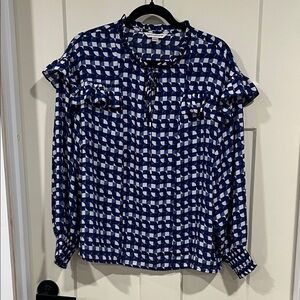Counterparts Navy and White Patterned Blouse